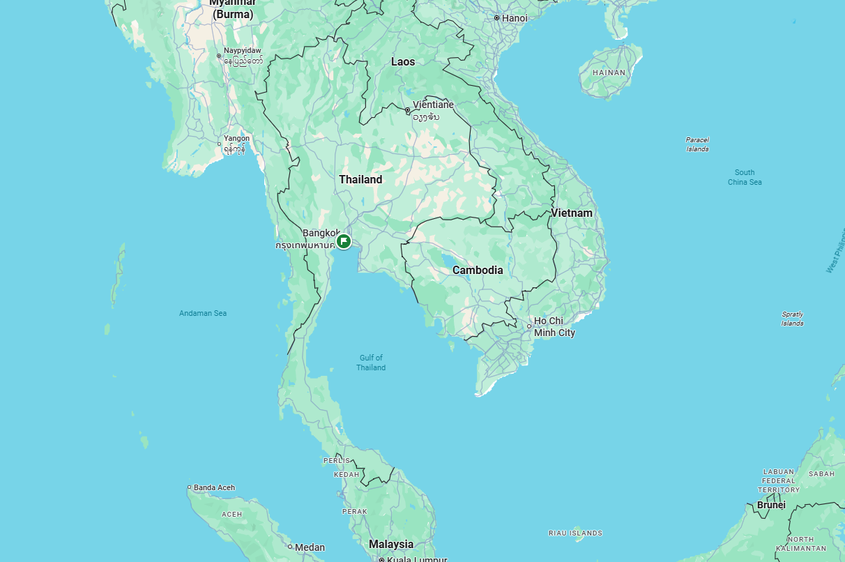 Map of Thailand with neighbouring countries